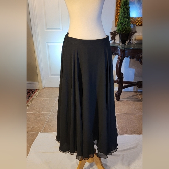 Oleg Cassini Dresses & Skirts - Oleg Cassini Black Tie Black Silk A-Line Maxi Skirt Size 12